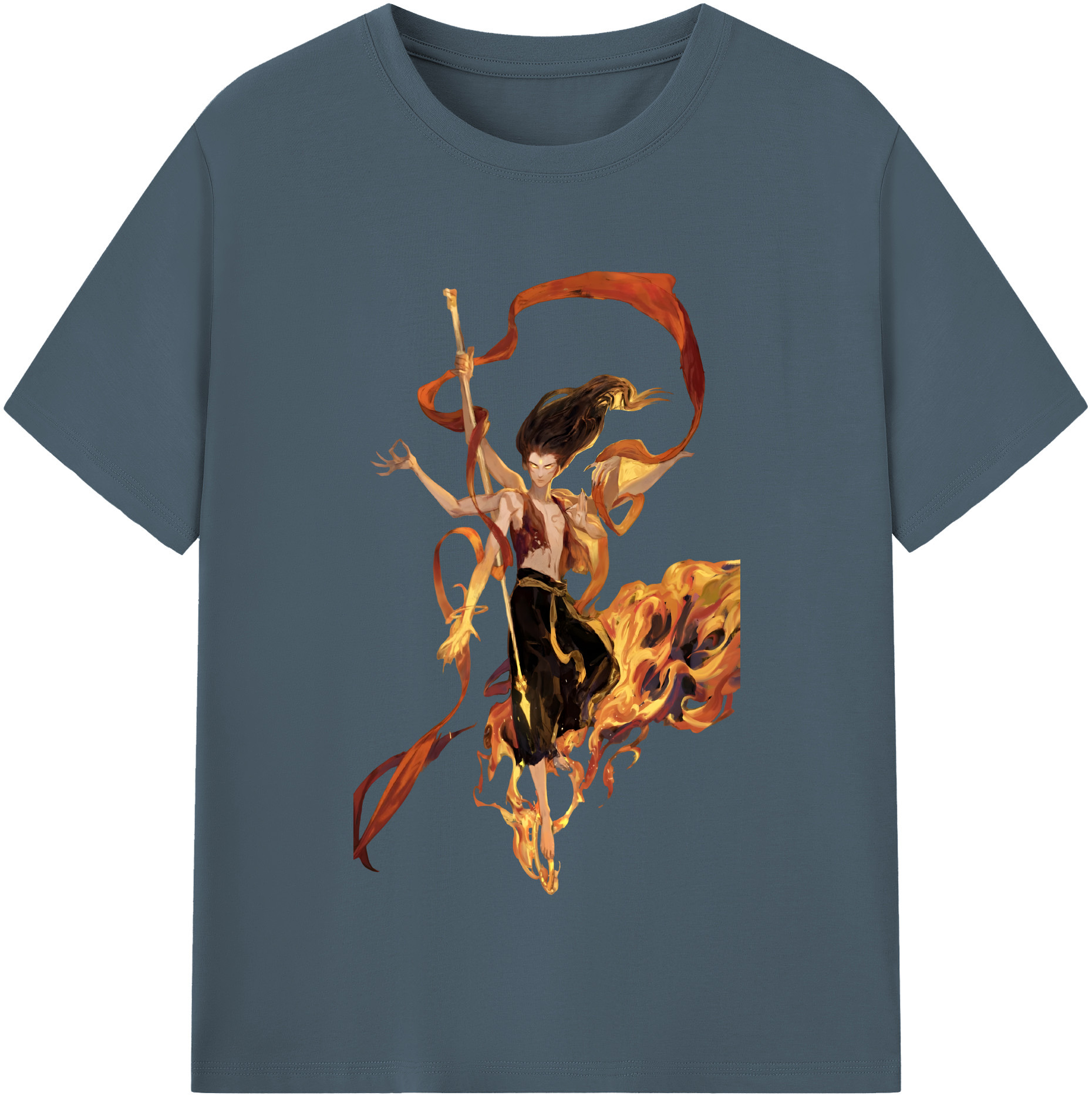 （画像用） Ne Zha 2 ナタ 魔童の大暴れ 綿100％半袖Tシャツ（フロントプリント）